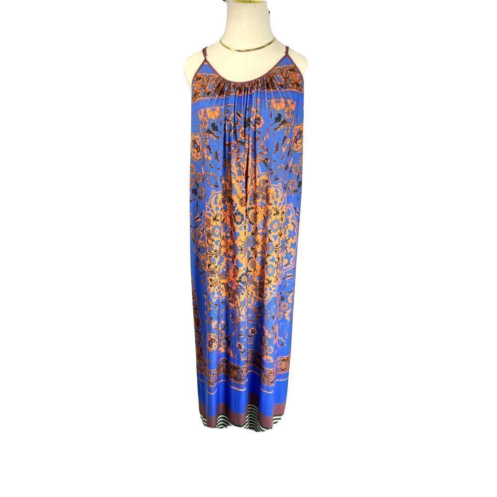 Anthropologie Dream Daily Maxi Dress Size Small‎ Blue Floral Tile Burst USA
